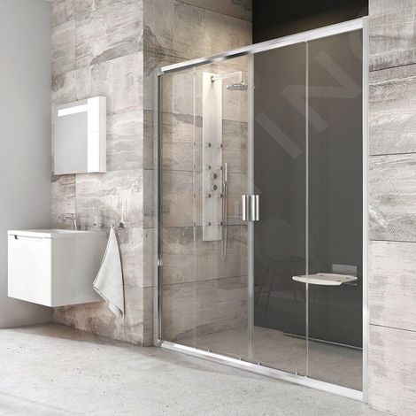 Ravak Blix - Porte de douche en quatre parties BLDP4-190, 187-191 cm, aluminium brillant/verre clair 0YVL0C00Z1 (1/5)