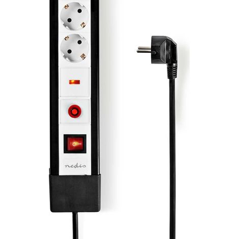 Extension Socket Type F (CEE 7/7) 10-Way 3.00 m 3680 W 16 A Kind of grounding: Side Contacts 230 V AC 50/60 Hz Socket angle: 45 ° H05VV-F 3G1.5mm² On/Off switch Black