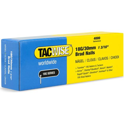 Tacwise 1711 Chiodi Brad Galvanizzati Tipo 18G / 30 mm, Confezione da 4000 (1/4)