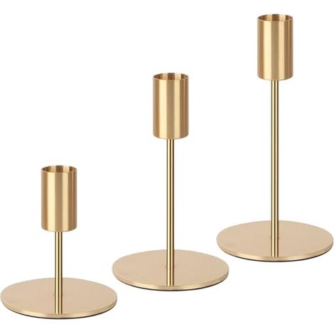 Lampadario 3 pezzi, candelieri dorati, dimensioni 9/14/19 cm, candelieri per matrimoni, perfetti per matrimoni, decorazioni da tavola per San Valentino