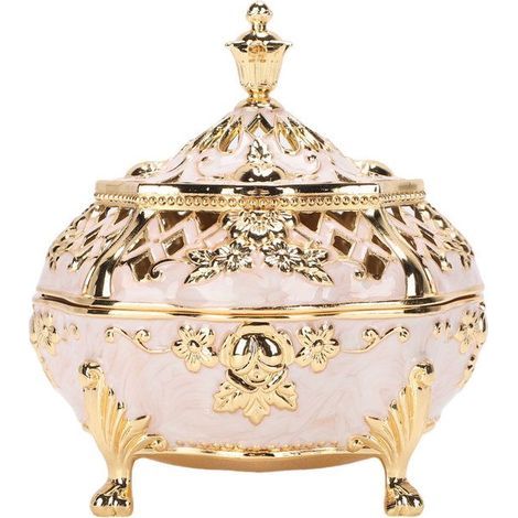 BelleRise – Kegelförmiger Räuchergefäß – Gold/Weißes Metallornament – Europäischer Retro-Stil – Wohndekoration (1/5)