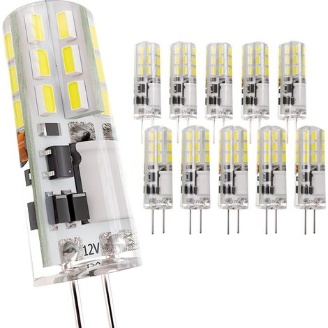 Ampoule LED 12 Volts G4 Blanc Froid équivalent Ampoule Halogène JC G4 12V 10W - Ampoule G 4 pour Lustre Lumière de Jardin - Spot Halogene 1 Watt G 4 lumière du Jour - Lot de 10 (1/5)
