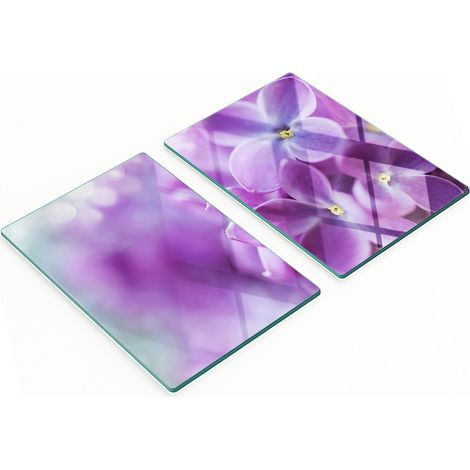 Taglieri decorativi in vetro temperato con fiori viola, 2x40x52 cm (1/5)