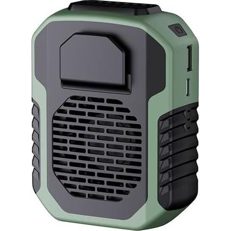 Ventilador portátil con clip para cinturón, ligero y potente, adecuado para trabajos al aire libre, obras de construcción, jardinería, etc. (verde). (1/5)