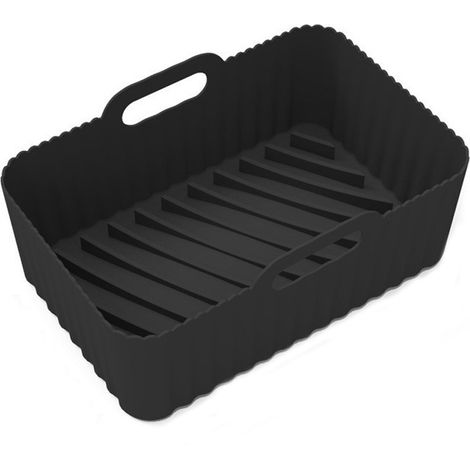 Lot de 2 tapis en silicone pour friteuse à air, format rectangulaire, noir