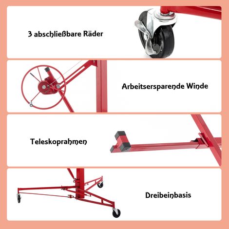 Scie d'élagage télescopique avec treuil, hauteur réglable 180-470cm, inclinaison 60°, 3 roues verrouillables et trépied stable – coupe d'arbre sécurisée sans échelle, charge max 68kg (1/5)