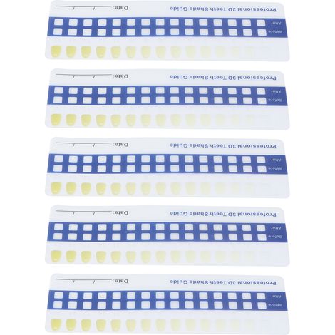 Guide de teinte dentaire 5 pièces, comparateur de couleur pour blanchiment des dents, carte d'évaluation dentaire pour usage domestique et cabinet dentaire. (1/5)