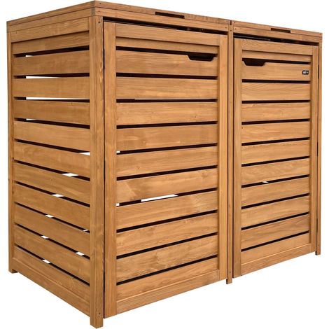 AXI – Cache-poubelle en bois de pruche carbonisé – Abri extérieur pour 2 conteneurs jusqu'à 240L – Résistant à l'humidité et aux insectes