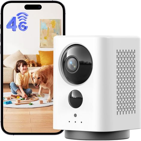 4g LTE Camera Interieur sans Fil, 2k Caméra de Surveillance sans WiFi avec Carte Sim (1/5)