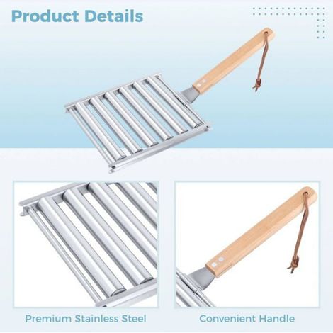 Rouleau à saucisses pour barbecue (1 pièce) - Support à saucisses en acier inoxydable, grille à hot-dogs, 6,5 x 5,5 pouces (1/5)