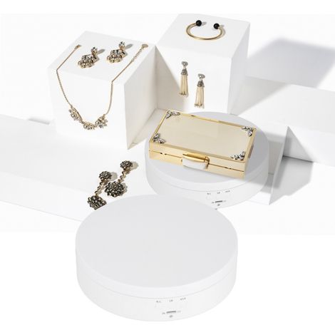 Plateau Tournant Rotatif USB pour Bijoux & Objets de Collection - ABS Blanc, 13.2cm, 5V - 3 Vitesses (1/5)