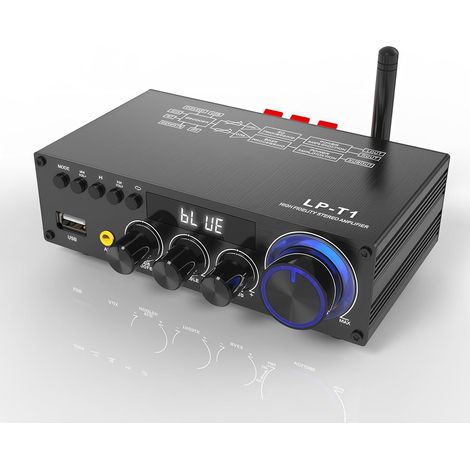 Amplificateur Stéréo 2.1 Canaux avec Bluetooth 5.1, Subwoofer Digital HiFi Télécommande pour Home Cinéma (Prise UE) (1/5)