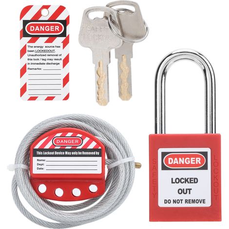 Cadenas de consignation à câble Acier inoxydable Nylon renforcé 6mm 38mm 4 trous réglable pour vannes sécurité industrielle (1/5)