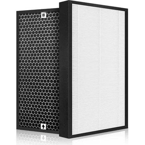 (1 jeu) Filtre HEPA au charbon actif compatible avec les purificateurs d'air Sharp KC-D50, KC-E50, KC-F50, KC-G50, KC-50E1/E2 et KC-500Y6/Y7/Y8, accessoires de remplacement (1/4)