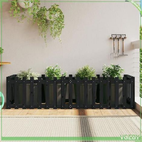 Lit surélevé de jardin - FAFEICY - 832509 - Bois de pin massif - 200 x 50 x 50 cm - Noir (1/5)
