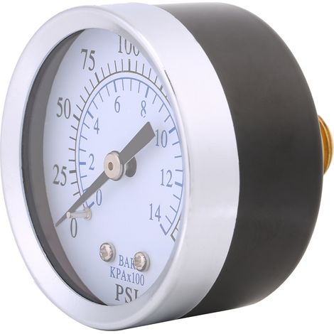 Manomètre miniature (1 pièce) pour carburant, air, huile ou eau, 0-200 psi / 0-14 bar, filetage NPT
