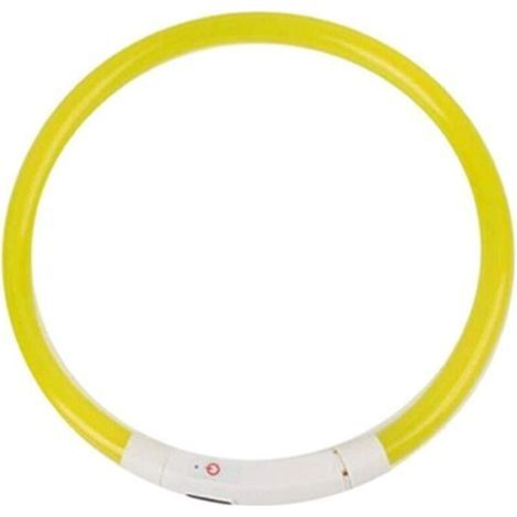 pair Collier de chien à LED clignotant illuminé anneau de cou luminescent sécurité USB rechargeable brillant étanche collier Jaune (1/3)