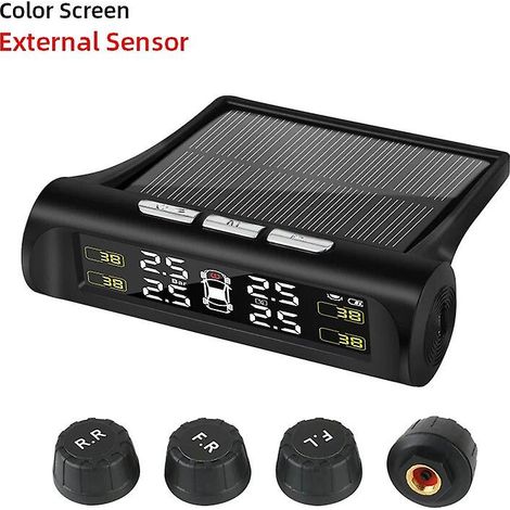 Système de surveillance de la pression des pneus TPMS pour voiture intelligente Develuck, alimentation solaire, écran LCD numérique, système d'alarme de sécurité automobile (TY02-W) (1/5)