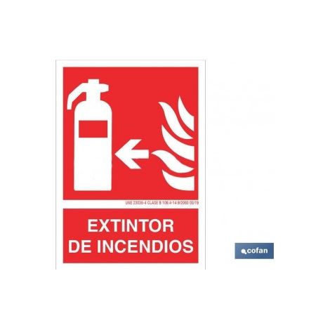 Cartello di emergenza luminescente 210x148mm estintore direzione sinistra