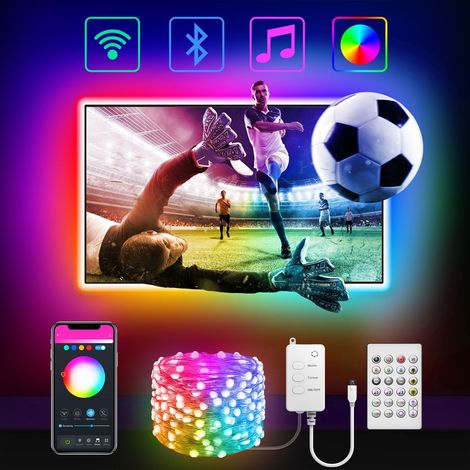 Bandes De Rétroéclairage Led Pour Tv - Rgbic - Synchronisation Musique - Contrôle Wifi Bluetooth Et Application - Compatible Assistant Google - 40 À 50 Pouces - 30 Led - 3 M (1/5)