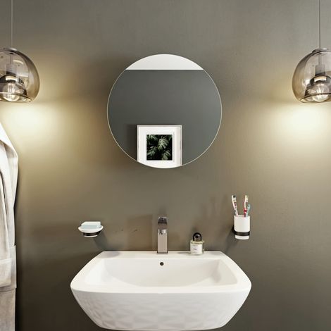 Croydex, Mobile a Parete da Bagno, in Acciaio Inox, con Specchio Rotondo