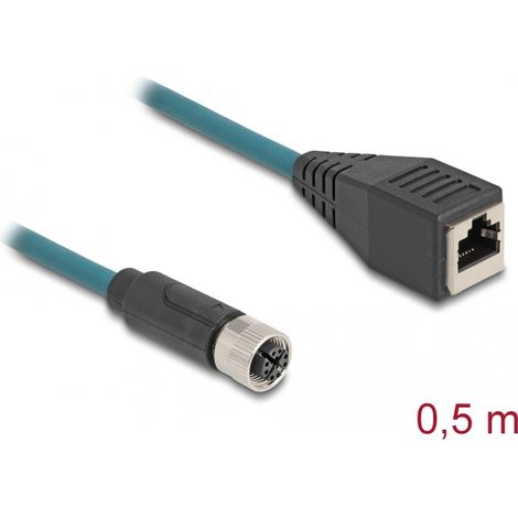 Delock cable de red m12 x-kodiert 8 pin hembra a rj45 hembra 50 cm