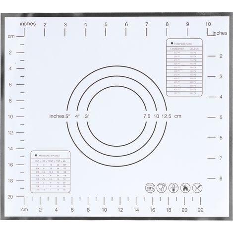 Tapis de Cuisson en Silicone Anti-Dérapant Résistant à la Chaleur avec Échelle pour Boulangerie Maison 29x26cm Noir (1/5)