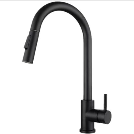 Robinet de cuisine extractible avec base amovible, mitigeur de cuisine chaud et froid en acier inoxydable, rotation libre à 360° (noir) (1/5)