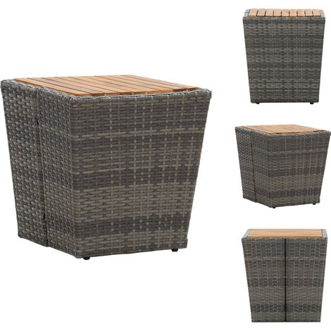 Gartentische - Living Beistelltisch Grau 41,5×41,5×43 cm Poly Rattan & Massivholz (1/5)