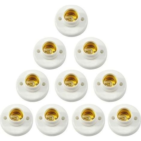 Douille E27 Murale en Plastique, Adaptateur de Base pour Ampoule LED, Lot de 10 Supports Circulaires à Vis (1/5)