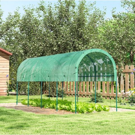 Tunneltreibhaus mit Bogendach 400 x 120 x 170 cm, Edelstahl, grün HAVRYA (1/5)