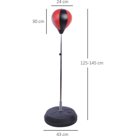Punchingball de pie ajustable 125 a 145 cm con guantes y bomba rojo OKMYHOME (1/5)