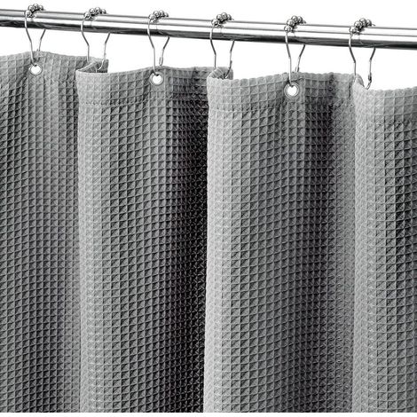 Rideau de douche gris pour salle de bain, tissu gaufré de luxe 230, très résistant, 80 x 180 (1/5)