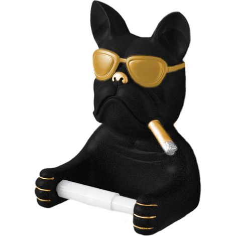 Bardusch - Porte-Papier Toilette Mural décoratif en Forme de Chien, Distributeur de Papier Toilette Mignon, Support de Rangement pour mouchoirs, Noir (1/5)
