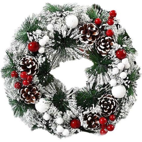 Couronnes de Noël pour porte d'entrée 30 cm/12 pouces Couronnes de porte Décorations de Noël intérieures et extérieures