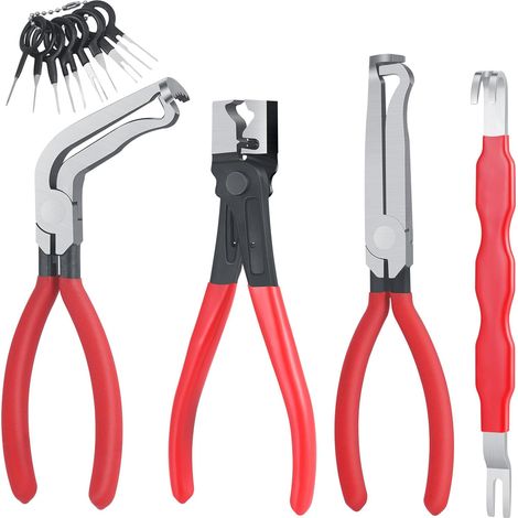 4 Pièces Pinces de Déconnexion Électrique, Pinces à Tronçonner avec 8 Outils de Démontage de Bornes, Séparateur de Connecteur Électrique Automobile (1/5)