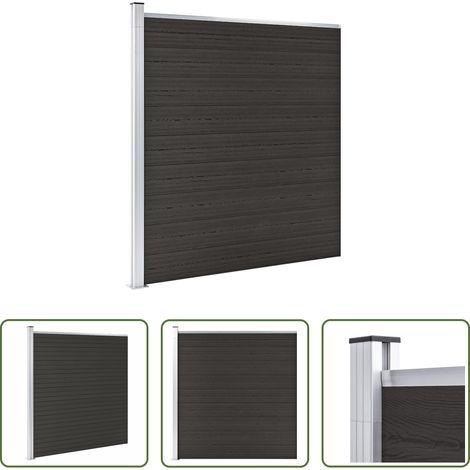 vidaXL Barrière de jardin -  Panneau de clôture WPC 175x186 cm Noir (1/5)