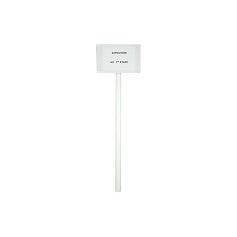 Poteau acier Blanc à sceller avec support panneau - 2000208