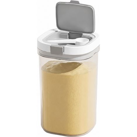Bocal de conservation empilable de 1800 ml (61 oz), hermétique, avec cuillère, pour farine, céréales et lait en poudre. (1/5)