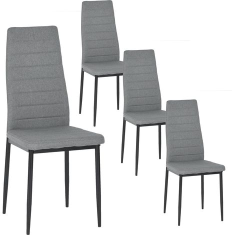 Lot de 4 Chaises Design Gris Tissu Scandinave Chaise de Salle à manger (1/4)