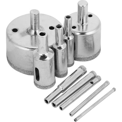 10-teiliges Set diamantbeschichtete Kernbohrer 3–50 mm Lochsäge für Fliesen, Keramik, Glas, Porzellan und Marmor (1/5)