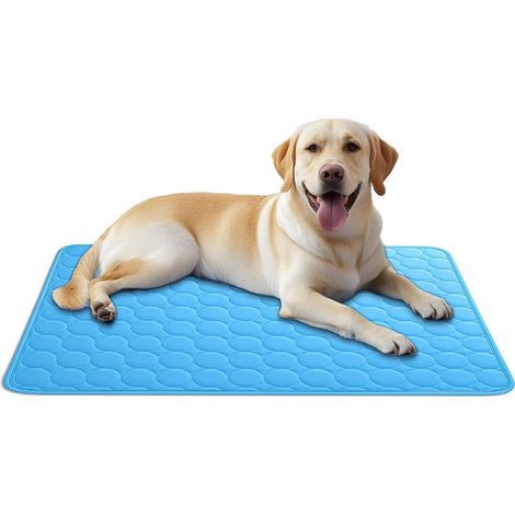 Almohadilla refrescante para perros y gatos - Cojín refrescante reutilizable, alfombrilla antideslizante versátil para el hogar, viajes y coche, azul, 100 x 70 cm