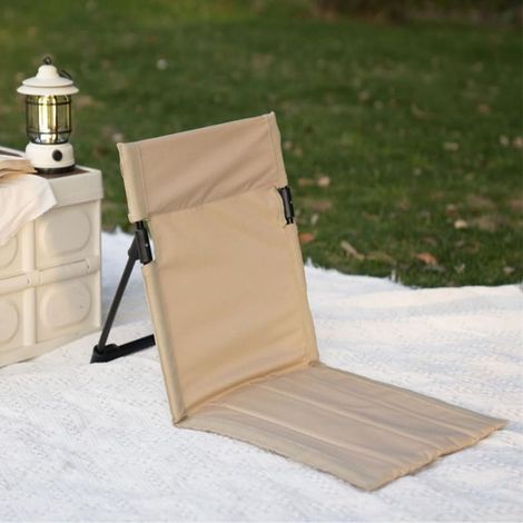 Chaise pliante 39,5 x 38,5 x 41,5 cm en tube d'aluminium kaki avec dossier, idéale pour pique-nique sur la plage ou la pelouse, 1 pièce (1/5)