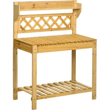 Mesa de jardín, 92 cm de largo, 45 cm de ancho, 120 cm de alto, capacidad de carga de 30 kg, 2 estantes (1/5)