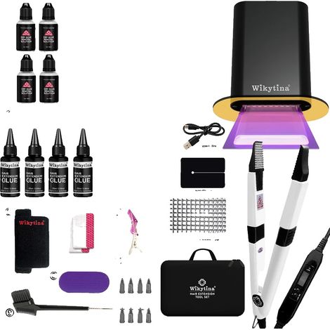 Kit d'outils pour extensions de cheveux, colle UV, machine de retrait facile, COMBO-2 (1/2)