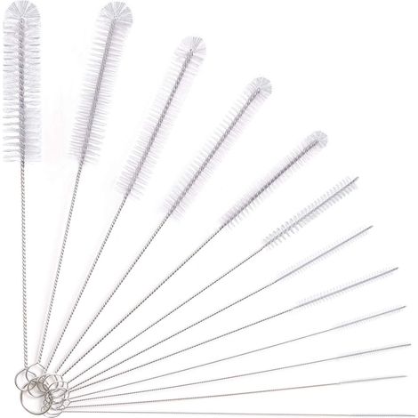12 cepillos para limpiar tubos, cepillos para limpiar botellas de vidrio, teteras para biberones, tubos para teclados, cepillos para limpiar botellas.