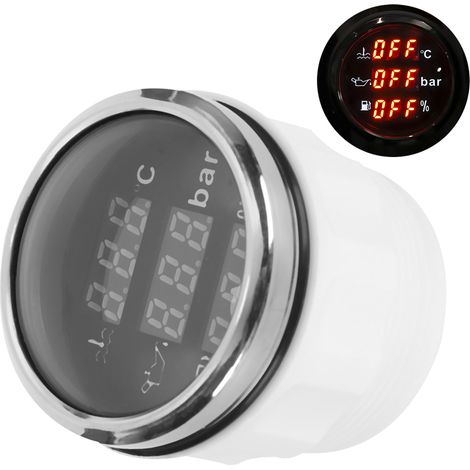 Jauge 3-en-1 auto : température d'eau, pression d'huile et niveau de carburant, norme européenne 0-190Ω, cadran noir, compteur de tableau de bord pour voiture. (1/5)