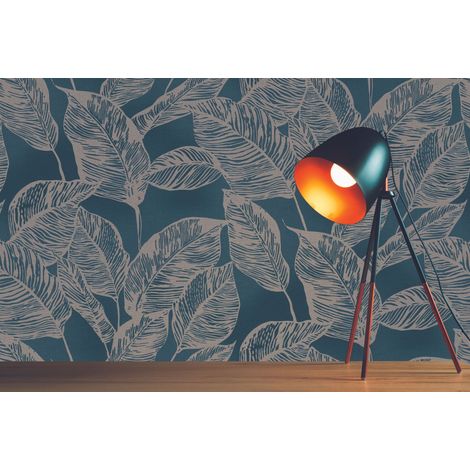 A.S. Creation Natural Living 386631 Vliestapete Bäume & Blätter 10.05 x 0.53 m Blau Wohnzimmer Schlafzimmer Flur Küche Esszimmer Badezimmer Bad Arbeitszimmer Büro Diele (1/4)