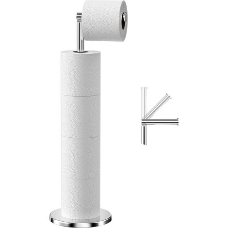 Toilettenpapierhalter, Edelstahl, freistehender Toilettenpapierspender, schwerer Sockel, rostfrei (Silber)