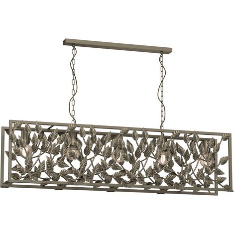 Suspension Arion dorée cadre rectangle sur chaîne 5xE27